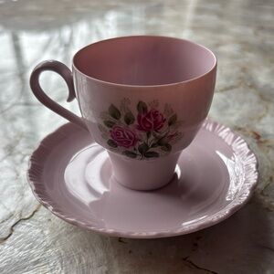 Hutschenreuther Germany Pink Floral Tea Cup and Saucer Set